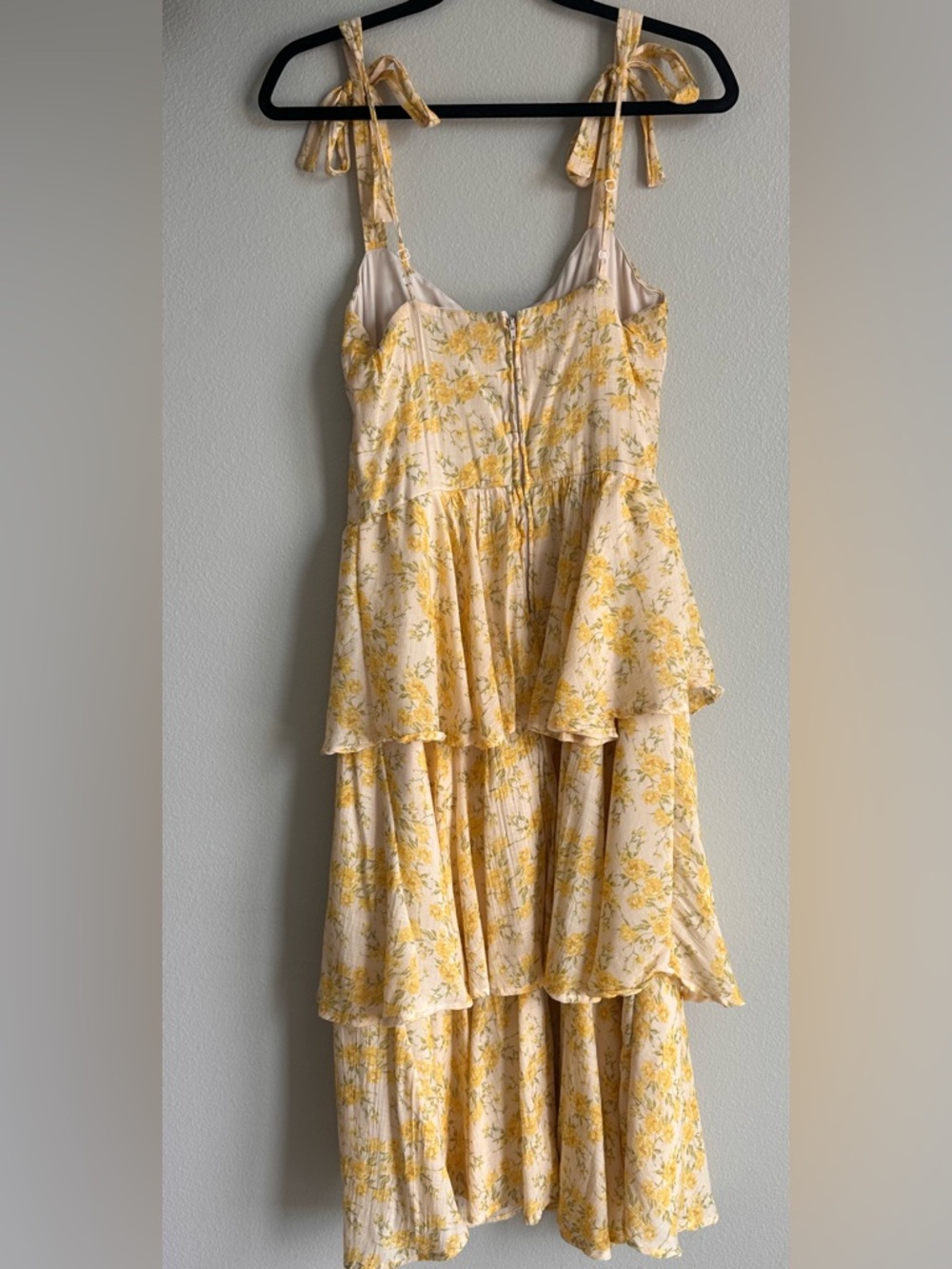 Altar'd State Yellow Floral Tiered Tie-Shoulder Dress - Picture 2 of 2